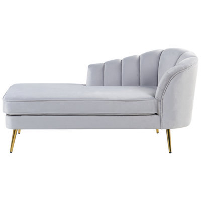 Beliani Right-Hand Chaise Longue Allier Velvet Light Grey - image 1
