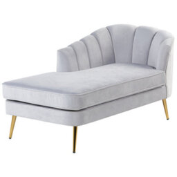 Beliani Right-Hand Chaise Longue Allier Velvet Light Grey - thumbnail 4