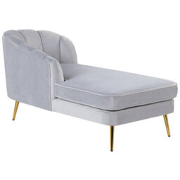 Beliani Right-Hand Chaise Longue Allier Velvet Light Grey - thumbnail 5