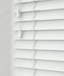 Caecus Blinds Faux Wood String Venetian Blind 50mm Slats  White 150Cm Width X 120Cm Drop