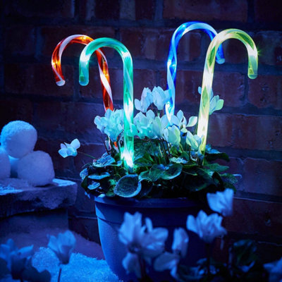 Pack Of 4 Candy Cane Led Light - Battery Powered - 20 Led Lights In Total - With Weatherproof Battery Box - Perfect For Christmas - image 1