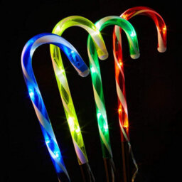 Pack Of 4 Candy Cane Led Light - Battery Powered - 20 Led Lights In Total - With Weatherproof Battery Box - Perfect For Christmas - thumbnail 4