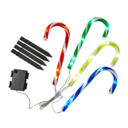 Pack Of 4 Candy Cane Led Light - Battery Powered - 20 Led Lights In Total - With Weatherproof Battery Box - Perfect For Christmas - thumbnail 3
