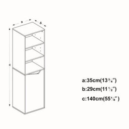 Oak & White 140Cm 5 Tier Tall Bathroom Storage Cabinet Cupboard Slim Freestanding Tower Unit - thumbnail 2