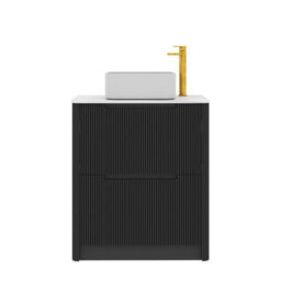 Royal Bathrooms Avenza 800mm Matt Obsidian Black Floor Standing Countertop Bathroom Vanity Unit 2 Drawer With Elena Basin - thumbnail 6