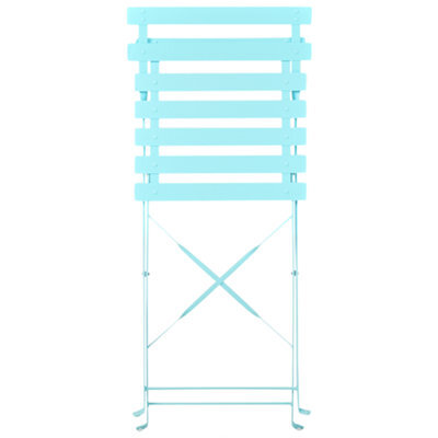 Beliani Blue Metal Folding 3-Piece Bistro Set With Slatted Chairs - Compact Balcony Table And 2 Chairs - image 1