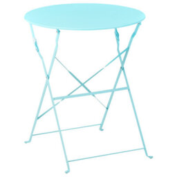 Beliani Blue Metal Folding 3-Piece Bistro Set With Slatted Chairs - Compact Balcony Table And 2 Chairs - thumbnail 8