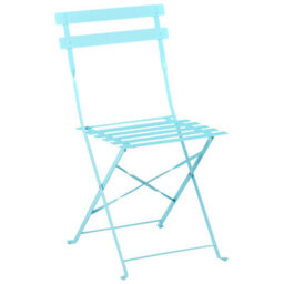 Beliani Blue Metal Folding 3-Piece Bistro Set With Slatted Chairs - Compact Balcony Table And 2 Chairs - thumbnail 4