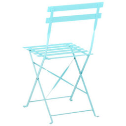 Beliani Blue Metal Folding 3-Piece Bistro Set With Slatted Chairs - Compact Balcony Table And 2 Chairs - thumbnail 6