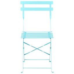 Beliani Blue Metal Folding 3-Piece Bistro Set With Slatted Chairs - Compact Balcony Table And 2 Chairs - thumbnail 5