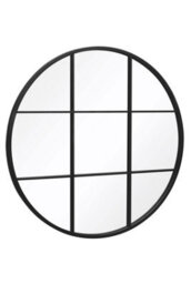 "Mirroroutlet Circulus - Black Metal Framed Round Window Wall Mirror 31"" X 31"" (80X80Cm)" - thumbnail 4