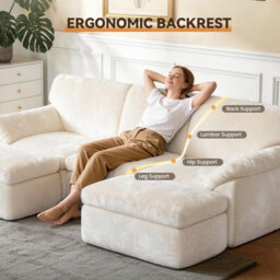 Onemill 5 Seats U-Shaped Sectional Sofa Boneless Couch Cloud Comfy Modular Sofa, Flexible Combination-Beige - thumbnail 7