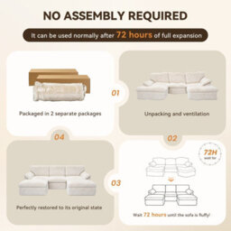 Onemill 5 Seats U-Shaped Sectional Sofa Boneless Couch Cloud Comfy Modular Sofa, Flexible Combination-Beige - thumbnail 5