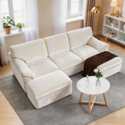 Onemill 5 Seats U-Shaped Sectional Sofa Boneless Couch Cloud Comfy Modular Sofa, Flexible Combination-Beige - thumbnail 1