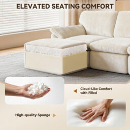 Onemill 5 Seats U-Shaped Sectional Sofa Boneless Couch Cloud Comfy Modular Sofa, Flexible Combination-Beige - thumbnail 8