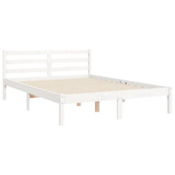 Berkfield Bed Frame With Headboard White Small Double Solid Wood - thumbnail 9