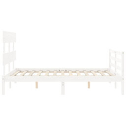 Berkfield Bed Frame With Headboard White Small Double Solid Wood - thumbnail 7