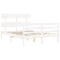 Berkfield Bed Frame With Headboard White Small Double Solid Wood - thumbnail 5