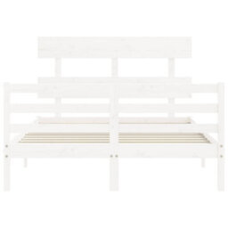Berkfield Bed Frame With Headboard White Small Double Solid Wood - thumbnail 6