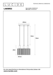 Lucide Lambres Pendant Light - 3Xe27 - Taupe - thumbnail 7