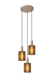Lucide Lambres Pendant Light - 3Xe27 - Taupe - thumbnail 1