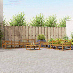 Walplus Outdoor Sofa Set 9 Pcs Natural Solid Acacia Wood