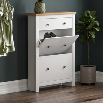 Lassic Vida Designs Arlington 2 Door 1 Drawer White Shoe Storage Cabinet - image 1