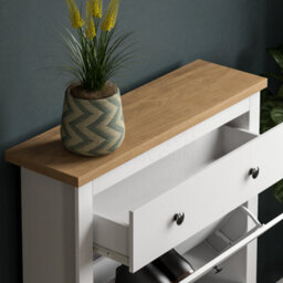 Lassic Vida Designs Arlington 2 Door 1 Drawer White Shoe Storage Cabinet - thumbnail 3