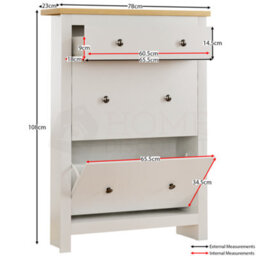 Lassic Vida Designs Arlington 2 Door 1 Drawer White Shoe Storage Cabinet - thumbnail 2