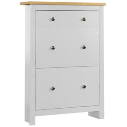 Lassic Vida Designs Arlington 2 Door 1 Drawer White Shoe Storage Cabinet - thumbnail 7
