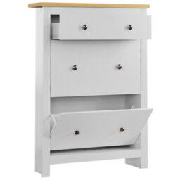 Lassic Vida Designs Arlington 2 Door 1 Drawer White Shoe Storage Cabinet - thumbnail 8