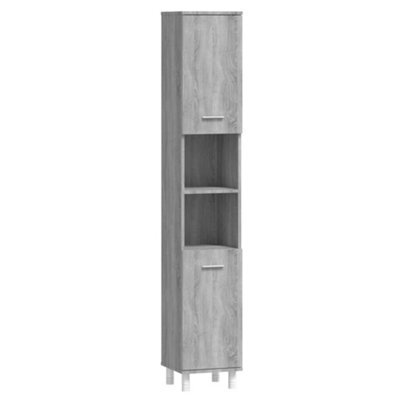 Berkfield Sturdy Bathroom Cabinet Grey Sonoma 30X30X179 Cm Engineered Wood