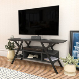 Decorotika Minerva Tv Stand Tv Unit For Tv's Up To 55 Inch Black And Anthracite - thumbnail 2