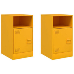 Berkfield Bedside Cabinets 2 Pcs Mustard Yellow 34.5X39X62 Cm Steel - thumbnail 2
