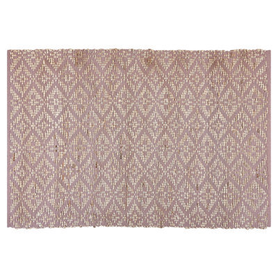 Wyld And Coco Handwoven Cotton Jute Geometric Area Rug Pink Beige 140 X 200 Cm - image 1
