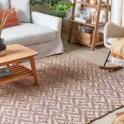 Wyld And Coco Handwoven Cotton Jute Geometric Area Rug Pink Beige 140 X 200 Cm - thumbnail 2