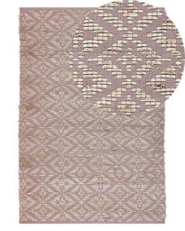 Wyld And Coco Handwoven Cotton Jute Geometric Area Rug Pink Beige 140 X 200 Cm - thumbnail 3
