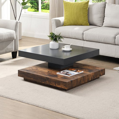 Furniture in Fashion Hugo Rotating Wooden Coffee Table In Grey And Rustic Oak - image 1