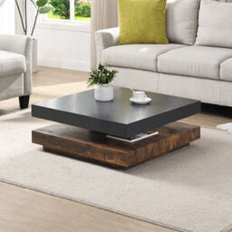 Furniture in Fashion Hugo Rotating Wooden Coffee Table In Grey And Rustic Oak - thumbnail 2