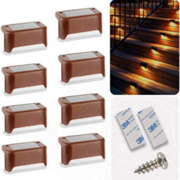 Amorly 8 Pcs Black Warm White Solar Deck Lights Outdoor Waterproof Led Wall Light Garden Landscape Step Lamps Yard Patio Fence - thumbnail 1