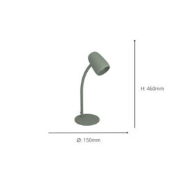 Eglo Carlo Modern Steel Flexible Desk Lamp, Green - thumbnail 4