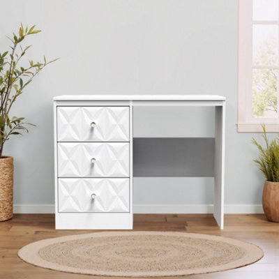 Genoa Ready Assembled Matt White 3 Drawer Non-Extendable Dressing Table (H)756mm (W)969mm (D)395mm - image 1