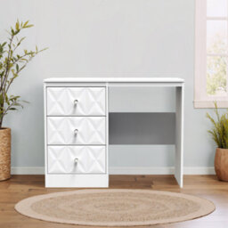 Genoa Ready Assembled Matt White 3 Drawer Non-Extendable Dressing Table (H)756mm (W)969mm (D)395mm - thumbnail 1