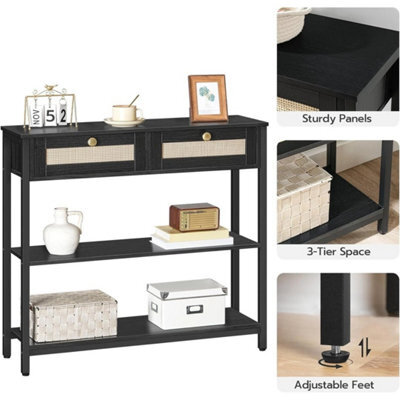Black Console Table Hallway Table With 2 Flip-Down Drawers - image 1