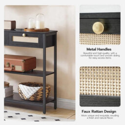 Black Console Table Hallway Table With 2 Flip-Down Drawers - thumbnail 4