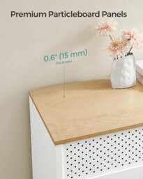 Songmics Storage Cabinet, Metal Cabinet With Double Doors, Magnetic Closure, Adjustable Shelf, Steel Frame, Natural And White - thumbnail 5