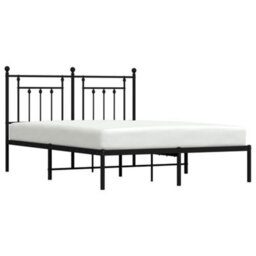 Berkfield Metal Bed Frame With Headboard Black 140X190 Cm - thumbnail 4