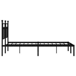 Berkfield Metal Bed Frame With Headboard Black 140X190 Cm - thumbnail 7