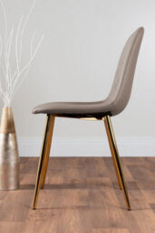 Furniturebox Uk Novara White Gloss Gold Leg 120Cm Round Dining Table & 4 Cappuccino Corona Gold Leg Chairs - thumbnail 8