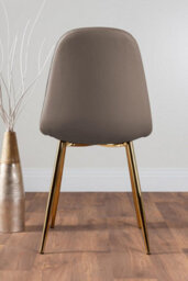 Furniturebox Uk Novara White Gloss Gold Leg 120Cm Round Dining Table & 4 Cappuccino Corona Gold Leg Chairs - thumbnail 9